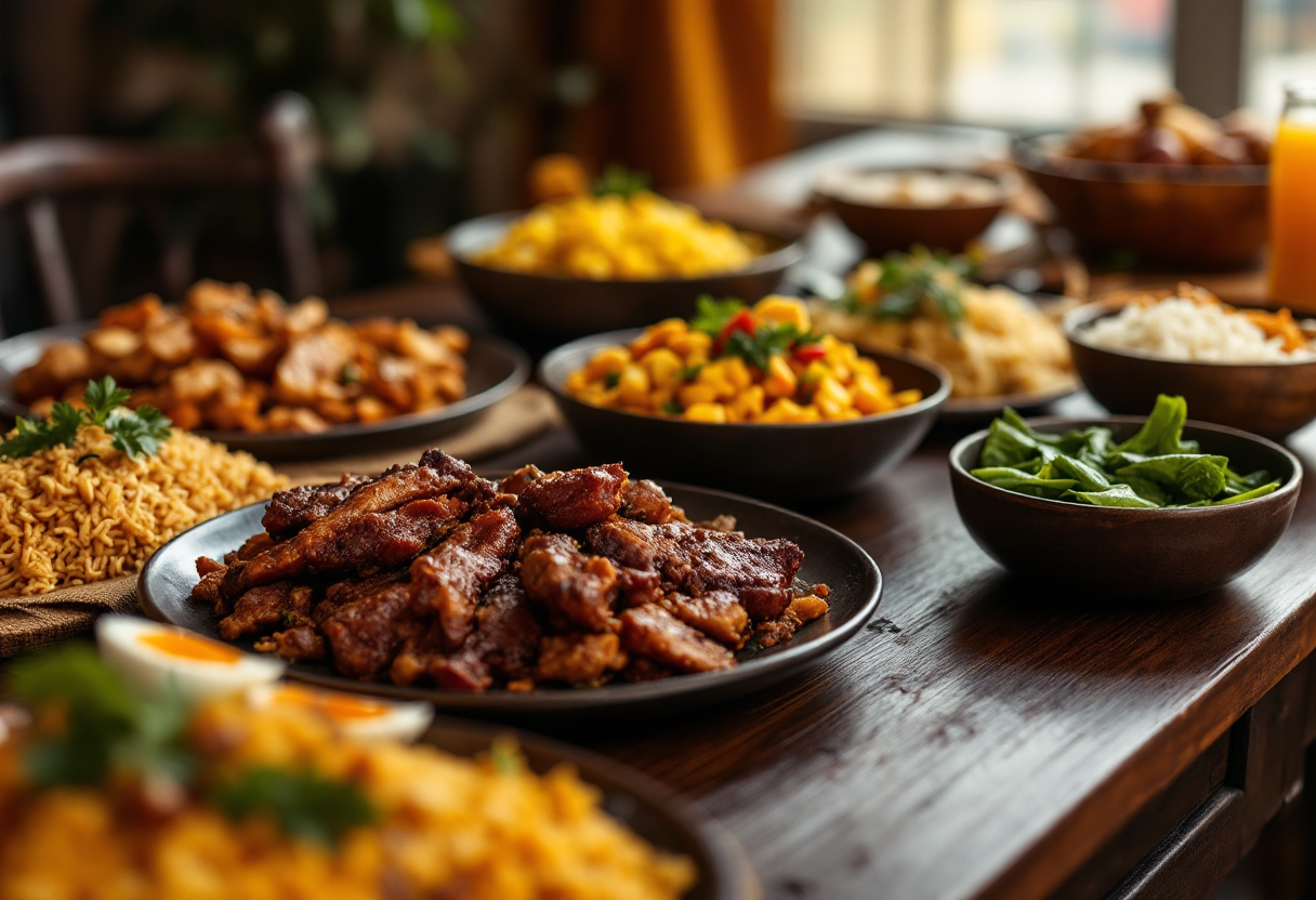 A vibrant spread of traditional Nigerian dishes showcasing cultural diversity